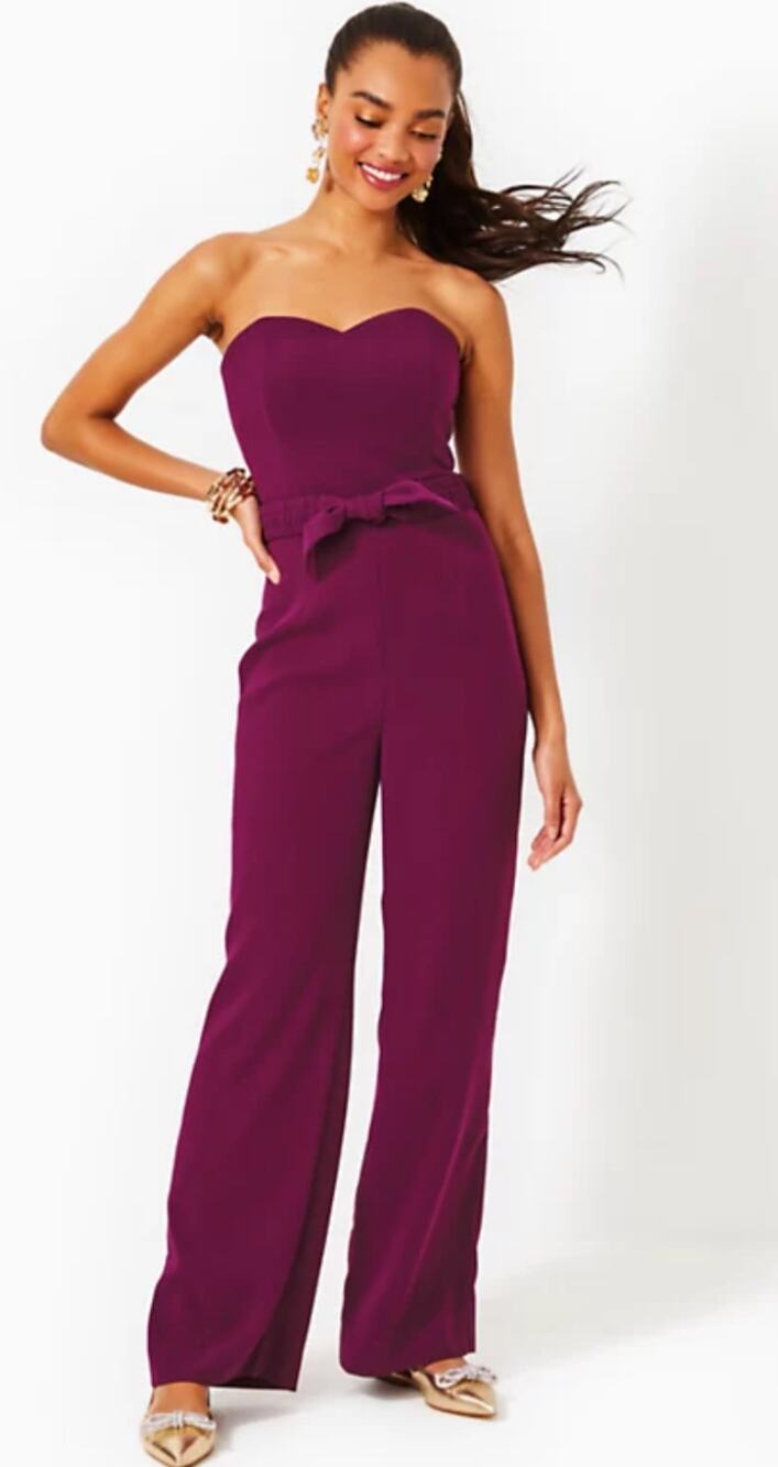 Lilly Pulitzer Rosalie Strapless Jumpsuit Amarena Cherry 4